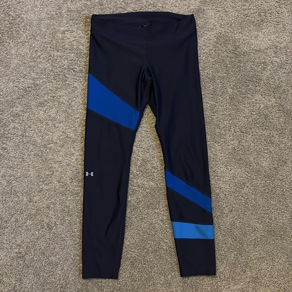 Under Armour compression leggings, navy blue, size Large